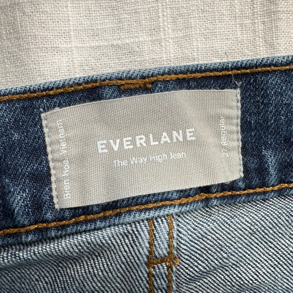 Everlane The Way High Jean Abyss Straight Leg Frayed Hem Denim Blue Women's‎  27 - Picture 2 of 16